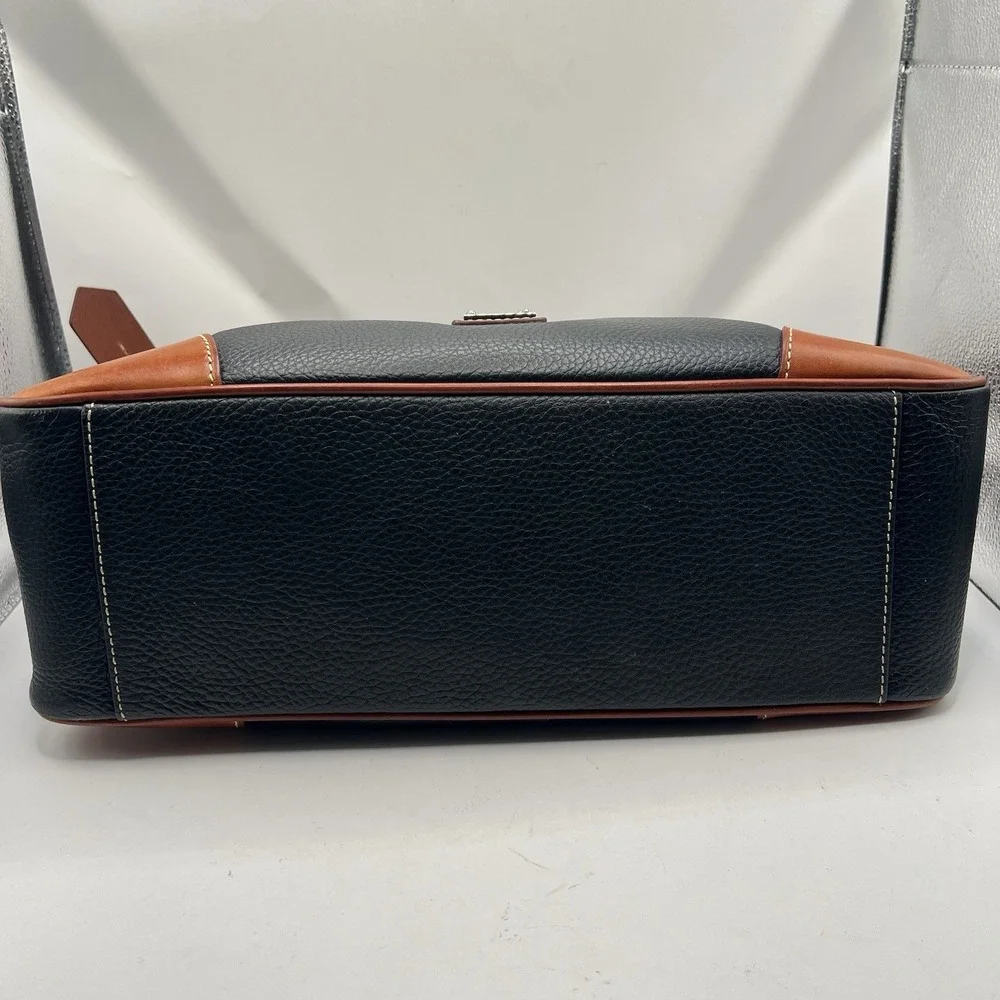Dooney & Bourke Black and Brown Pebbled Leather Harrison Hobo Bag